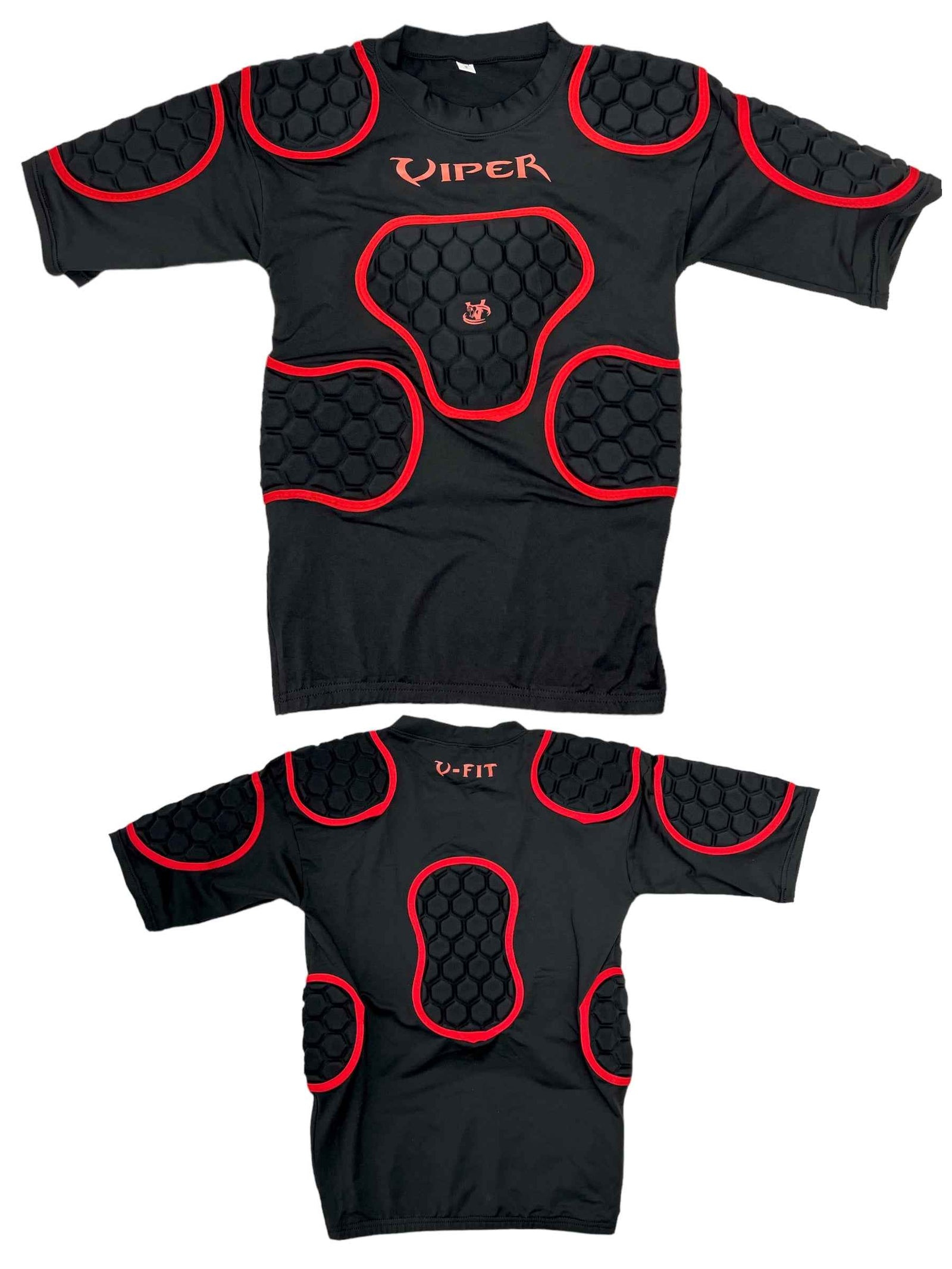 VIPER V-FIT Rugby Shoulder Pads Body Armour Rugby Training Fitness Rugby Head Pads (Black/Red)