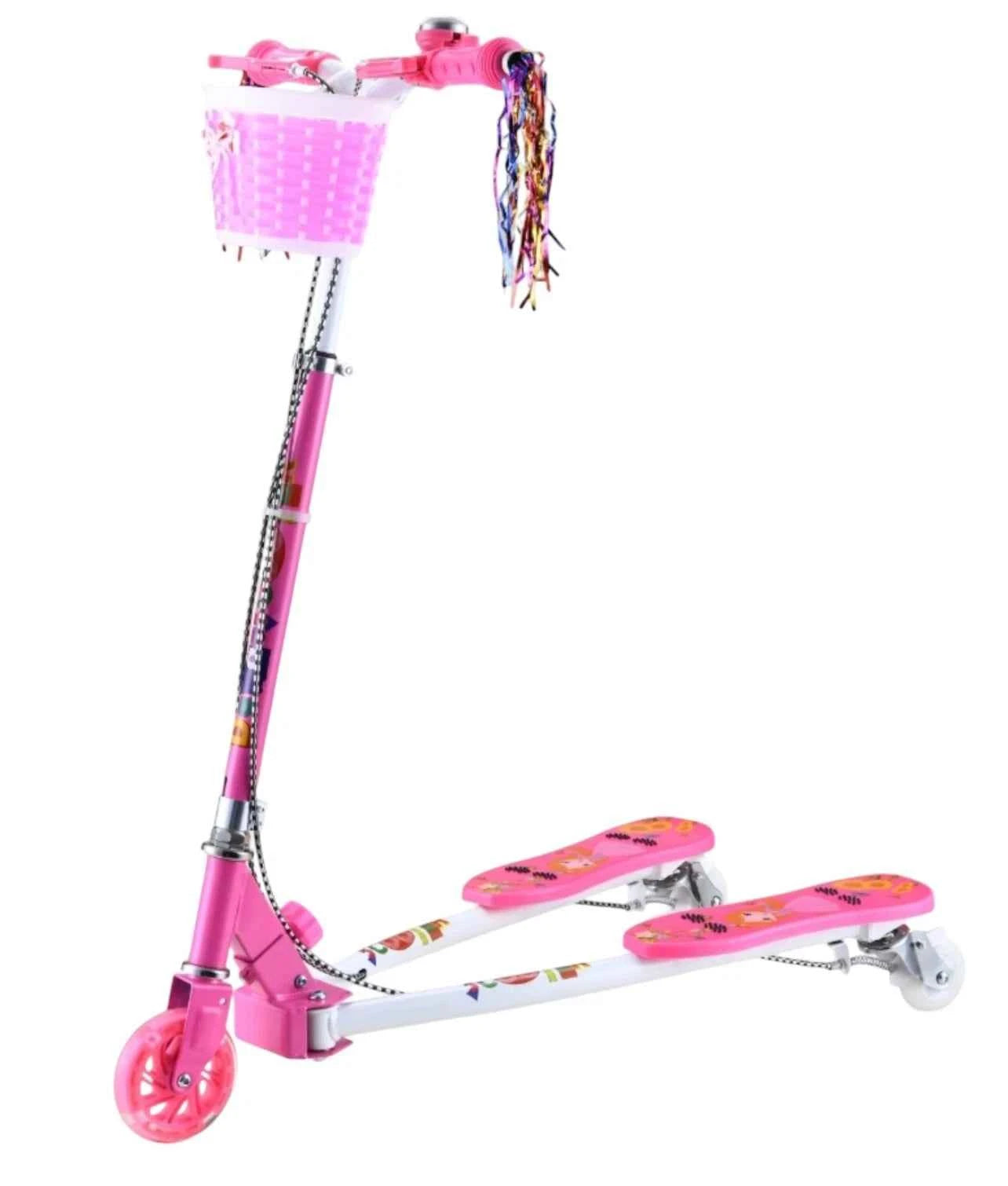 VIPER Pink Kids Scooter | 3 Wheel Foldable Adjustable Toddler Scooter with Light Up Wheels