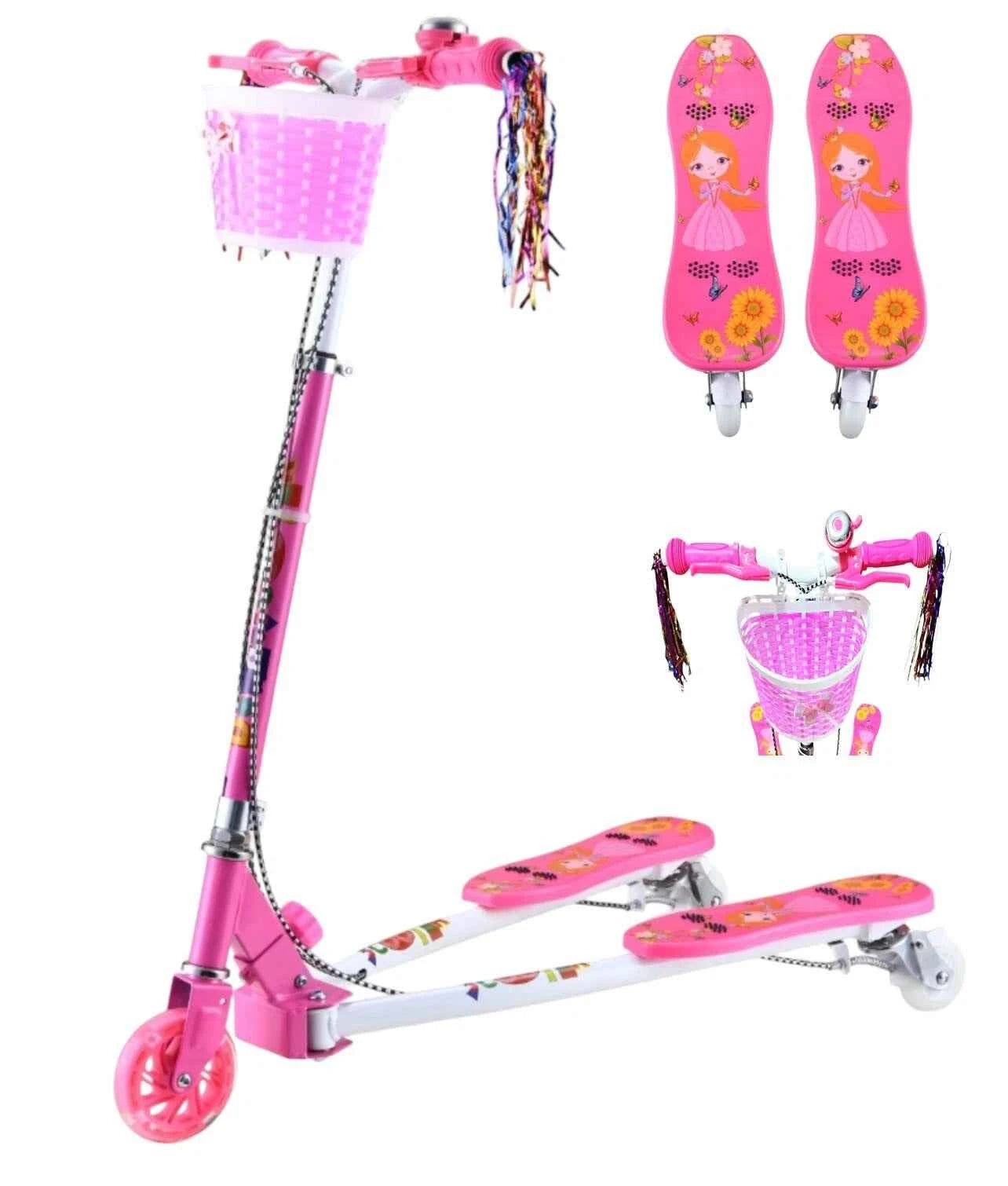 VIPER Pink Kids Scooter | 3 Wheel Foldable Adjustable Toddler Scooter with Light Up Wheels