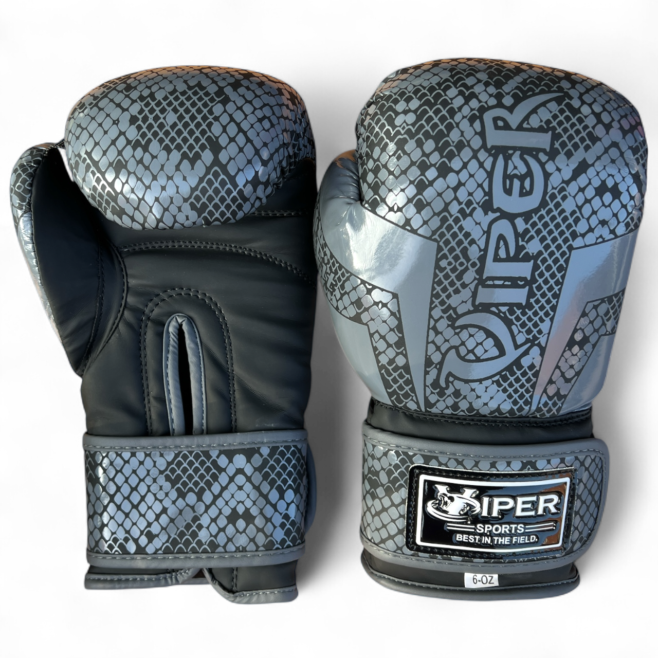 VIPER Snakeskin Boxing Gloves Grey – Durable Training & Sparring Gloves for Boxing, Kickboxing & MMA