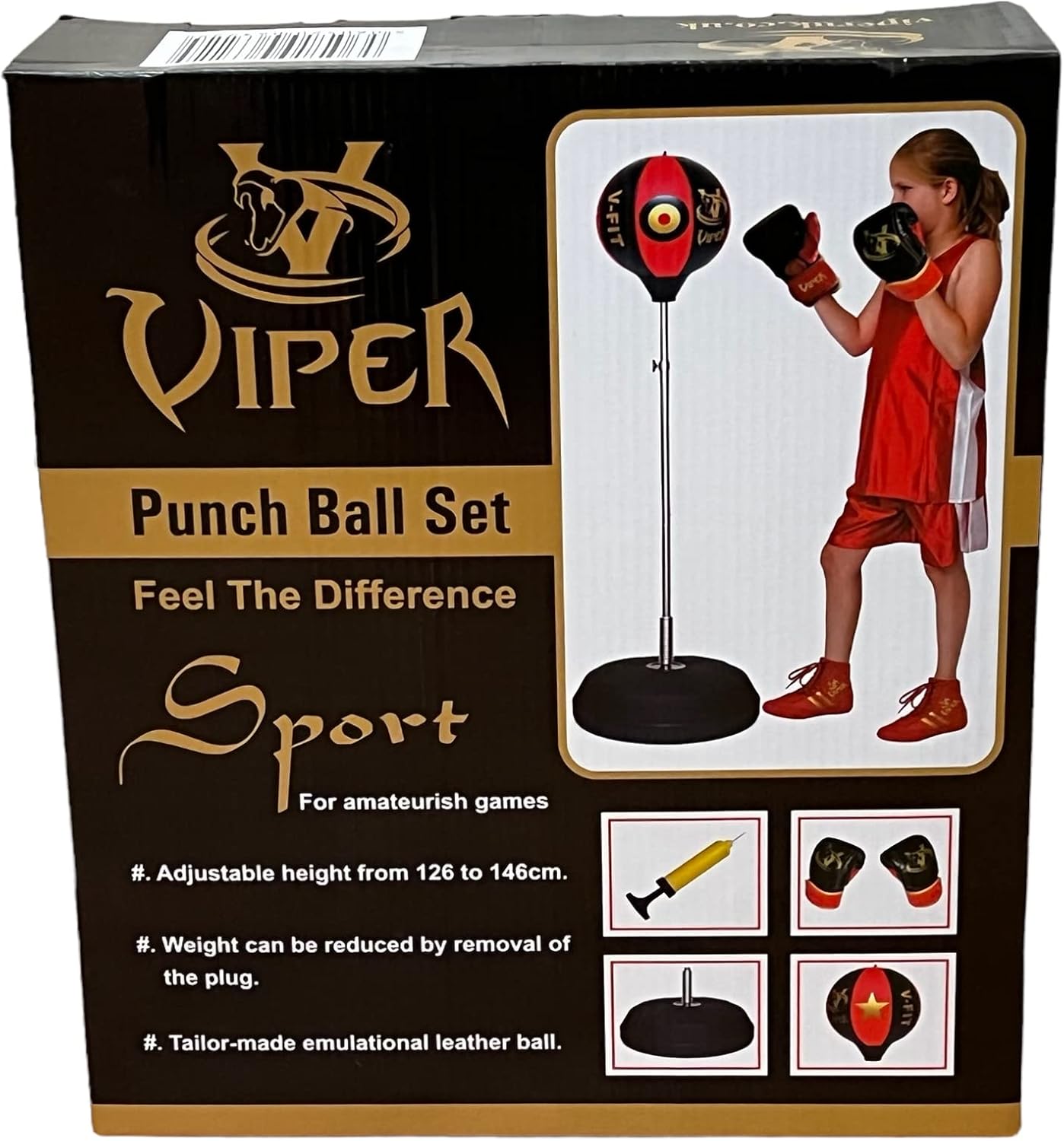 VIPER Kids Free Standing Punch Boxing Bag Set Toy 4FT with Free Gloves
