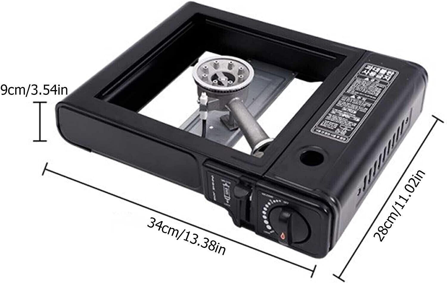 Portable Camping Gas Cooker Single Burner Stove Automatic Ignition System Enamel Pan Holder Butane BBQ Carry Bag Caravan Outdoor - Black Stove