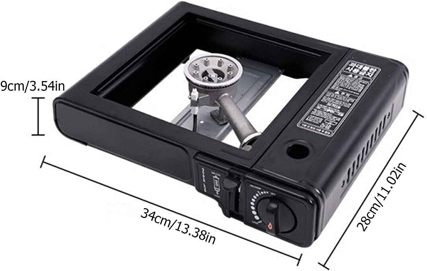 Portable Camping Gas Cooker Single Burner Stove Automatic Ignition System Enamel Pan Holder Butane BBQ Carry Bag Caravan Outdoor - Black Stove