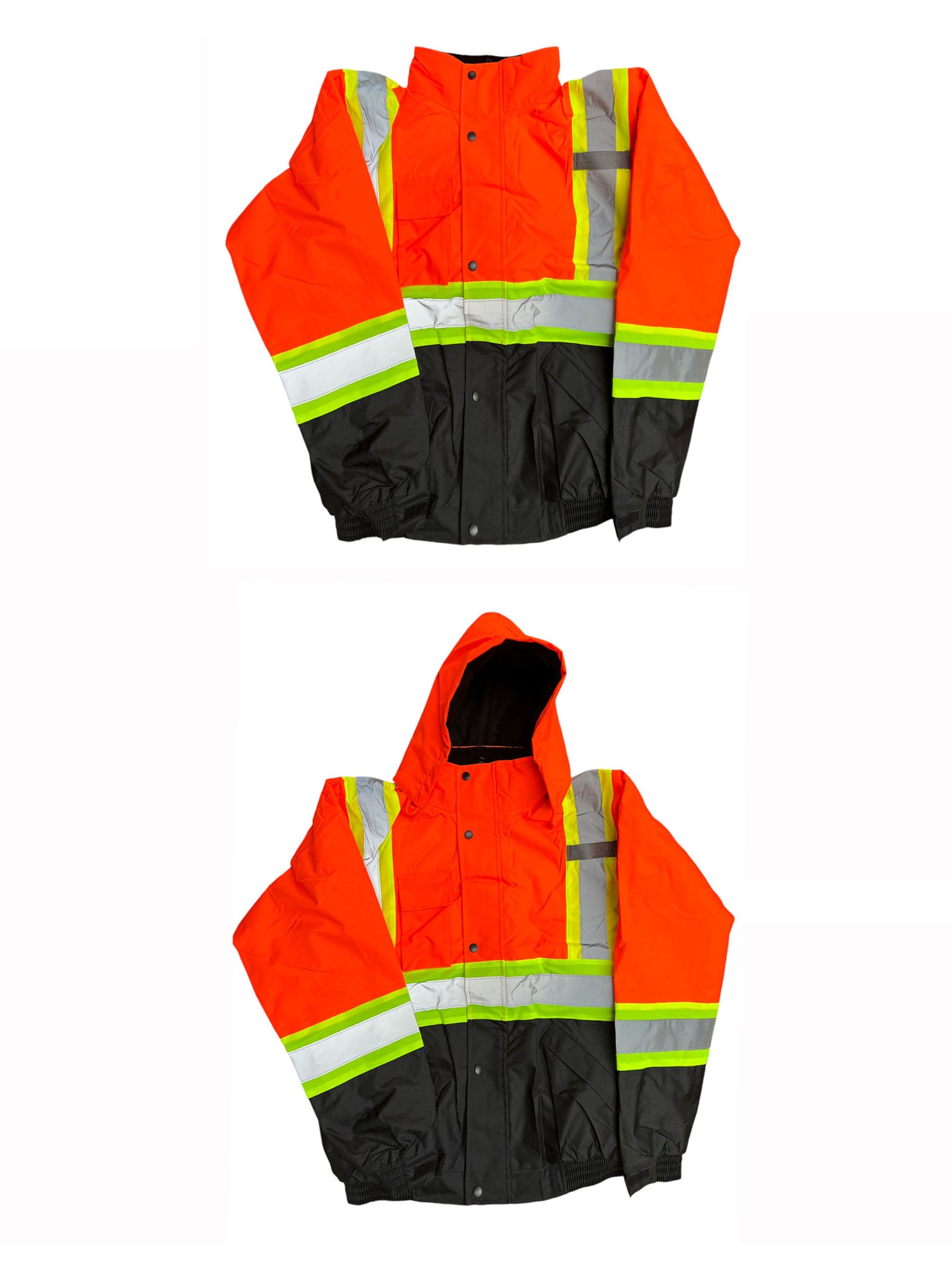 VIPER Work Fleece Hi Vis Viz Visibility Lined Work Fleece Jacket Water Proof Windproof Padded Workwear Jacket Coat With Concealed Hood Reflective