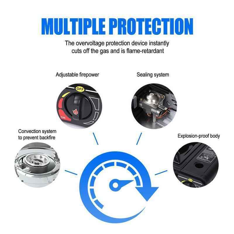 VIPER Portable Camping Gas Stove, Double Burner, BBQ Cooker, Outdoor Grill Plate – Automatic Ignition, Enamel Pan Support, Double Butane Cartridges - Outdoor Camping BBQ Living