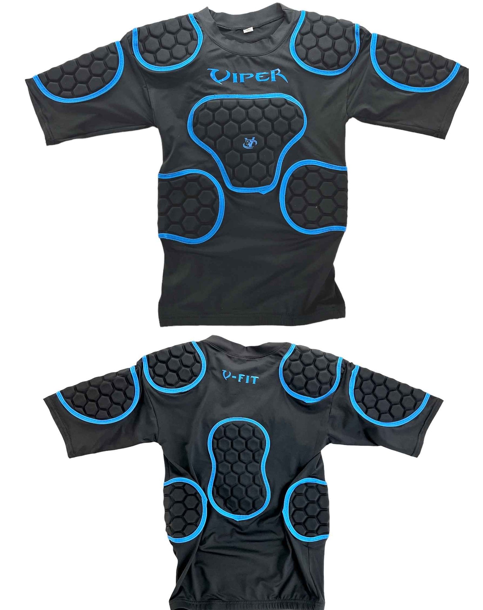 VIPER V-FIT Rugby Shoulder Pads Body Armour Rugby Training Fitness Rugby Head Pads (Black/Blue)
