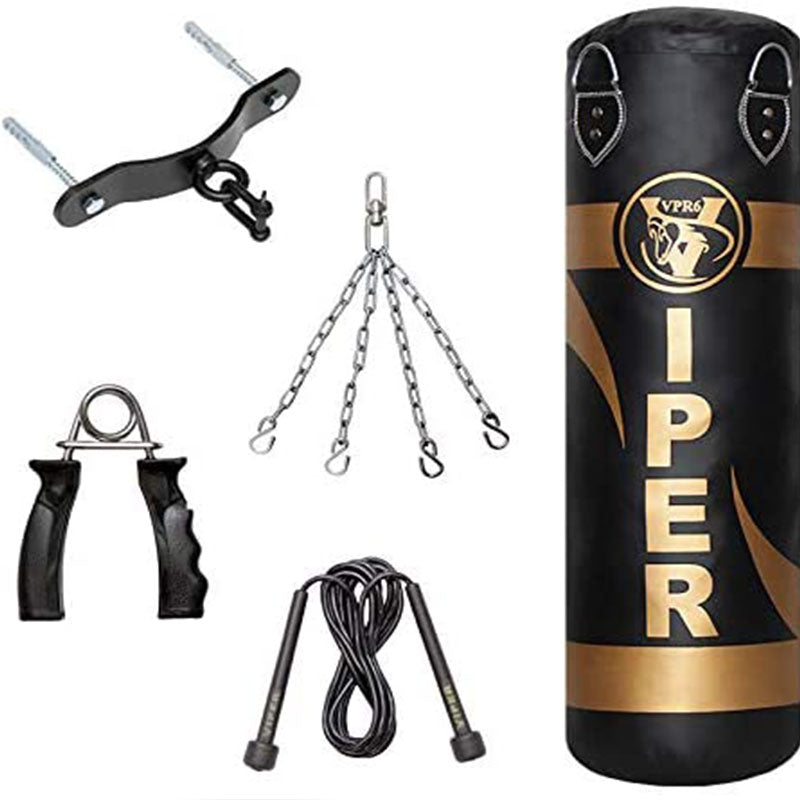 Viper Boxing Filled Heavy Punch Bag Gloves Bracket Chains MMA