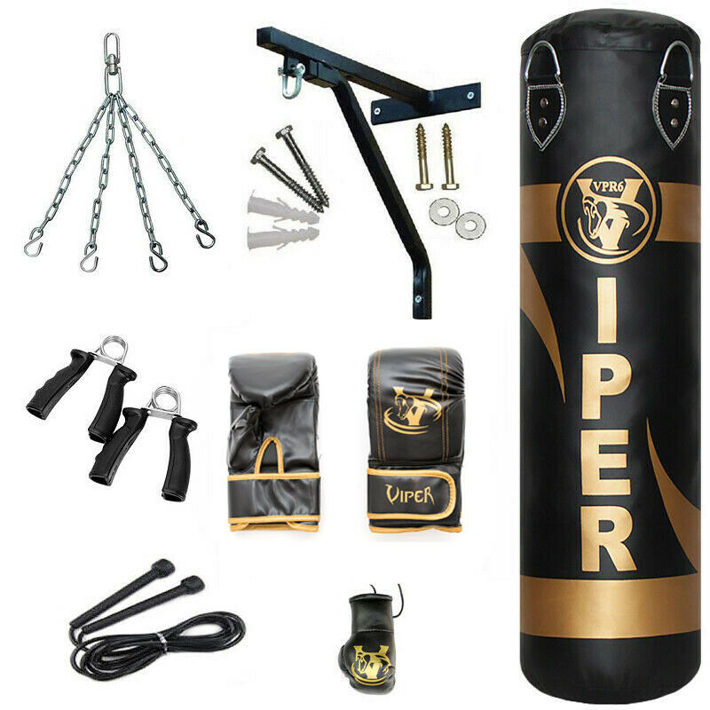 Viper 5ft Boxing Filled Punch Bag Bracket Chain Gloves Gym Kick Mma Training Heavy Duty