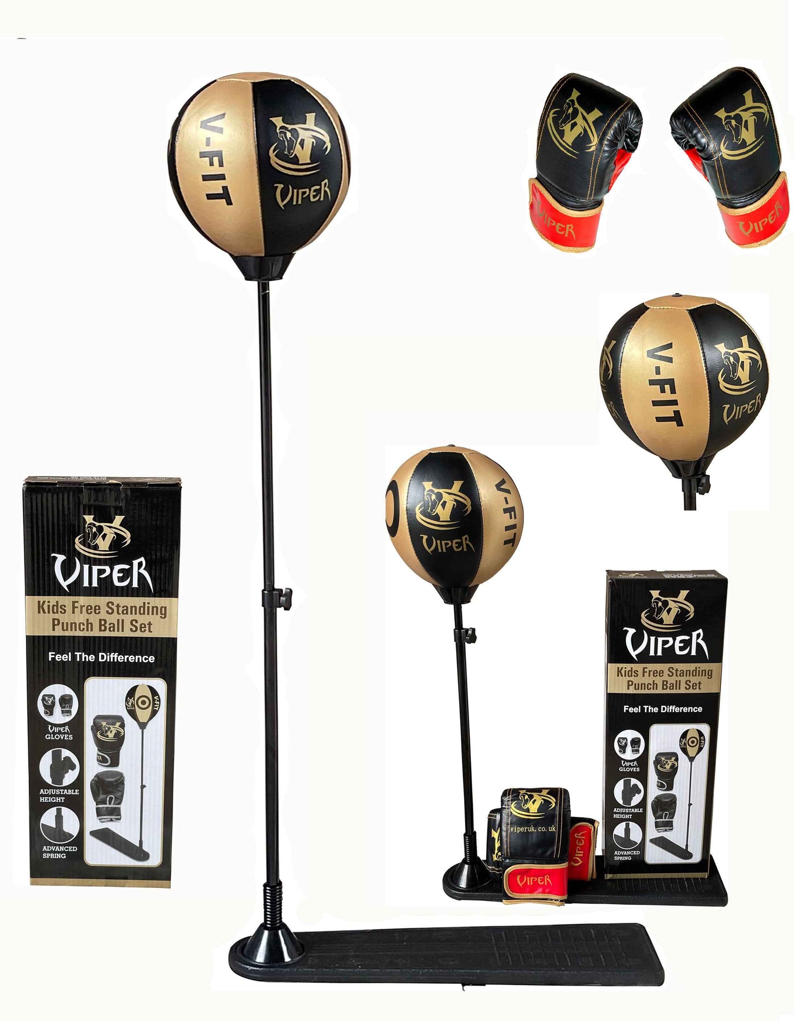 VIPER Kids Boxing Punch Bag with Gloves Freestanding Speed Ball Set Toy with Hand Pump