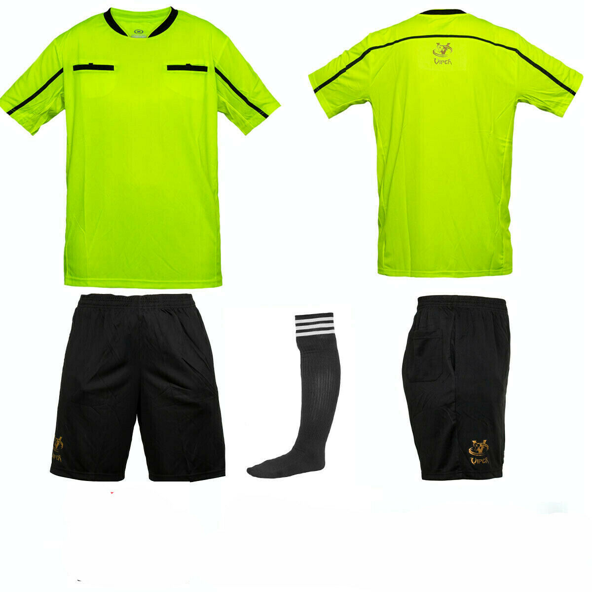 VIPER Football Rugby Hockey Referee Kit Shirt Soccer Set Top Socks Shorts Sleeves Uniform Sport Kit