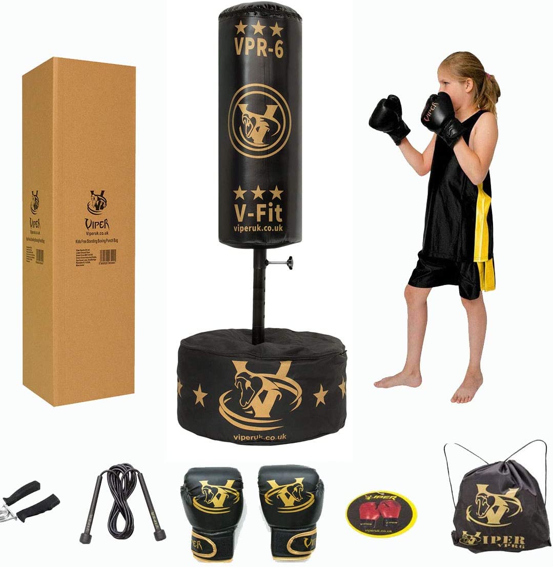 VIPER Junior Boxing Free Standing Punchbag Set (Black V-FIT)
