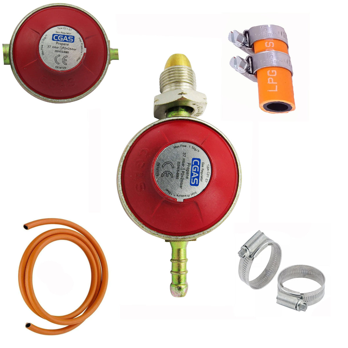 Propane Regulator, Hose &amp; Clip Kit