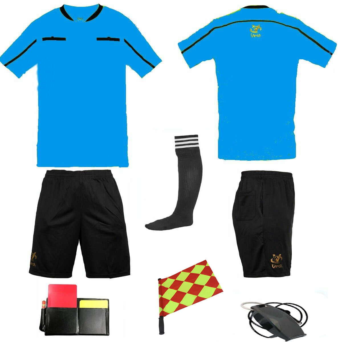 VIPER Football Rugby Hockey Referee Kit Shirt Soccer Set Top Socks Shorts Sleeves Uniform Sport Kit
