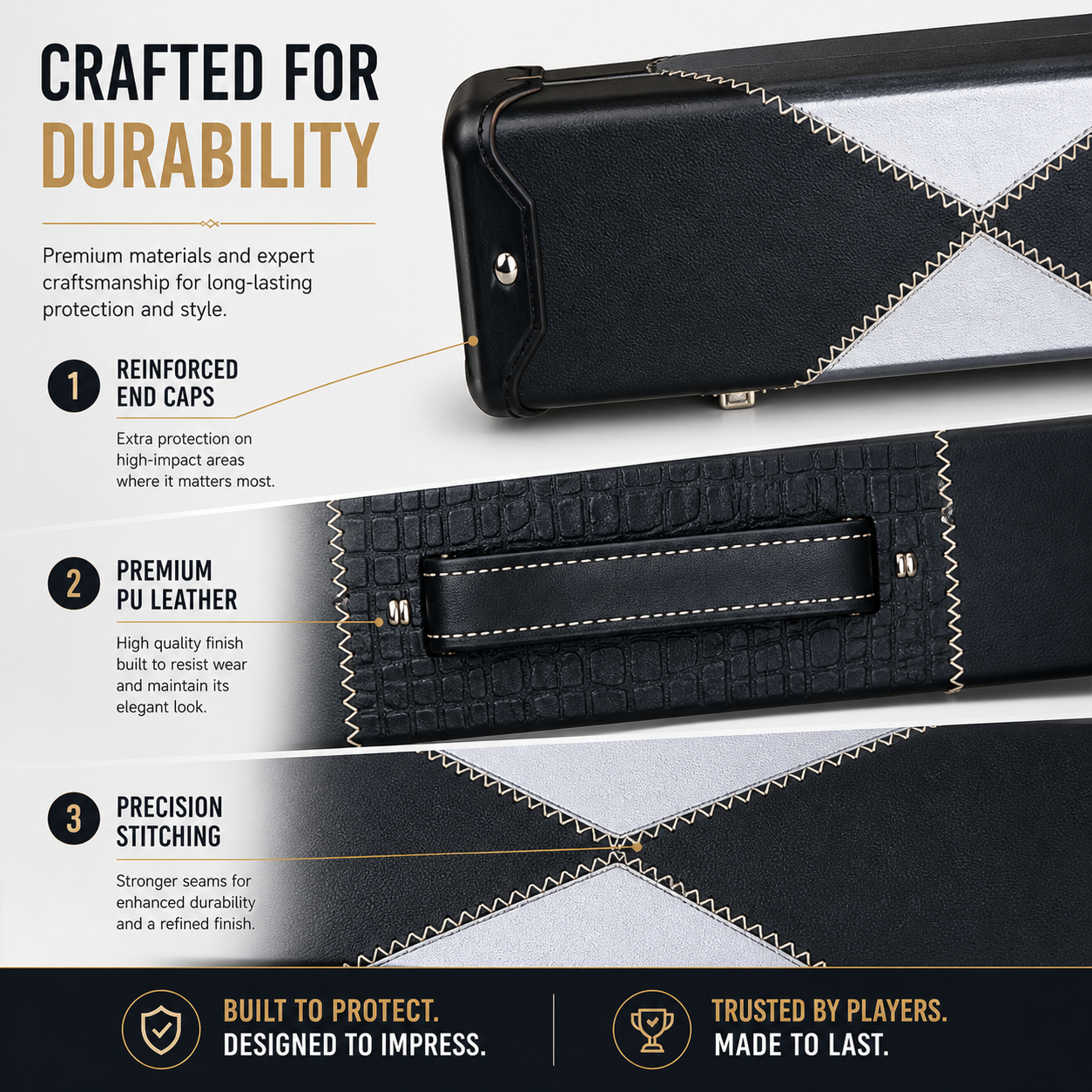 VIPER Snooker Cue Case – 3/4 Hard PU Leather Cue Case for Pool & Snooker (Multiple Designs)