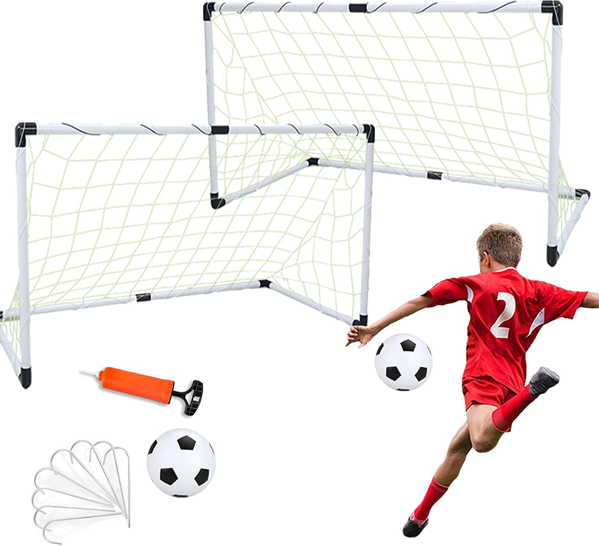 VIPER Football Goals for Kids Unisex Indoor/Outdoor Post Football Net Soccer Game Training Set (2 NETS, 1 FOOTBALL, PUMP)