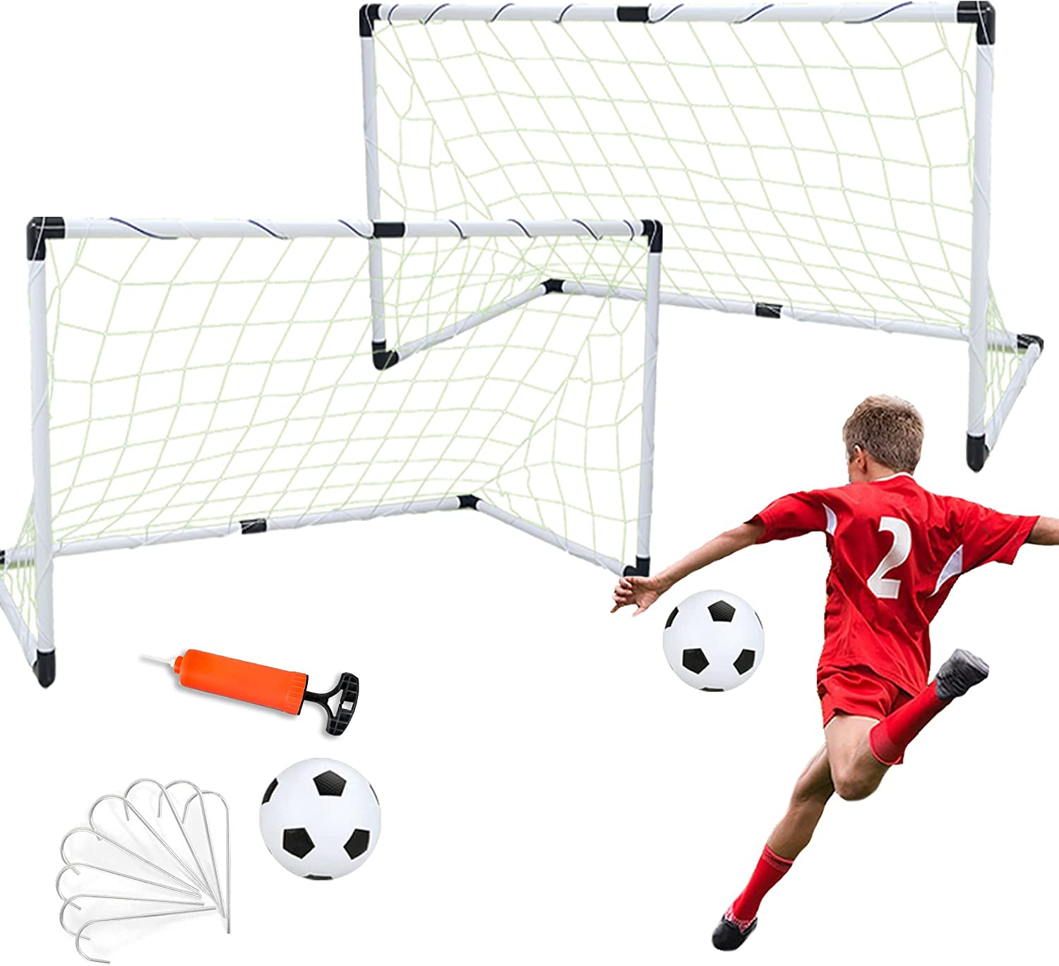VIPER Football Goals for Kids Unisex Indoor/Outdoor Post Football Net Soccer Game Training Set (2 NETS, 1 FOOTBALL, PUMP)