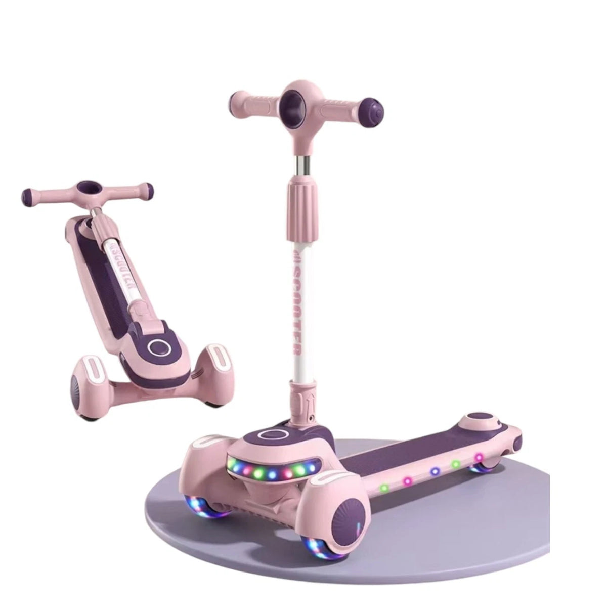 VIPER Kids Scooter with Music &amp; Light Up Wheels – 3 Wheel Lean-to-Steer Adjustable Toddler Scooter (Pink, Blue, Green)