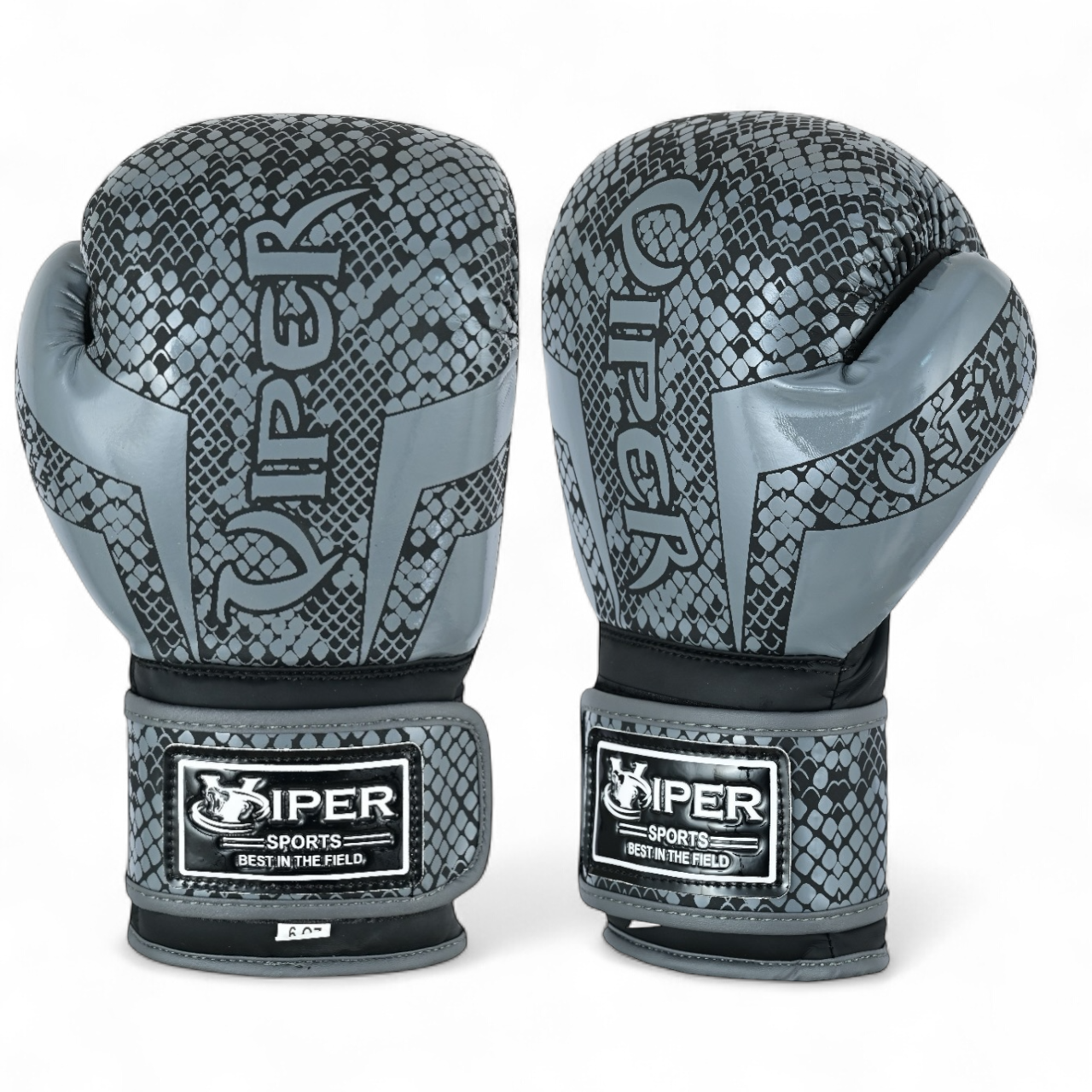 VIPER Snakeskin Boxing Gloves Grey – Durable Training & Sparring Gloves for Boxing, Kickboxing & MMA