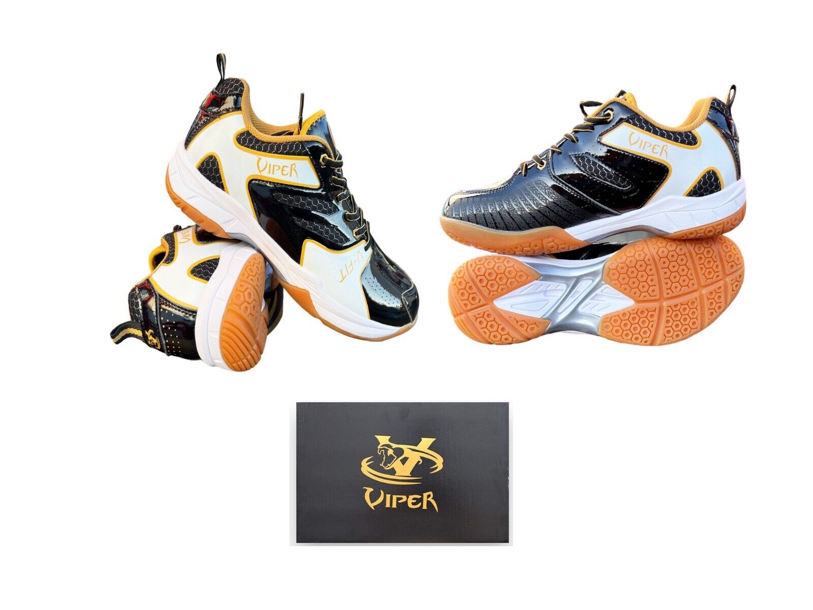 VIPER Badminton Shoes Extra Wide Fit Tennis Badminton Squash Shoes Non Slip Sports Trainers for Volleyball