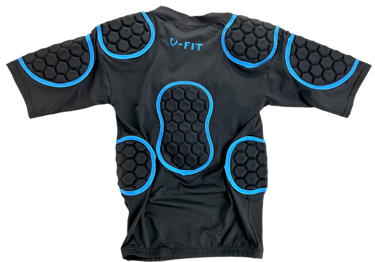 VIPER V-FIT Rugby Shoulder Pads Body Armour Rugby Training Fitness Rugby Head Pads (Black/Blue)
