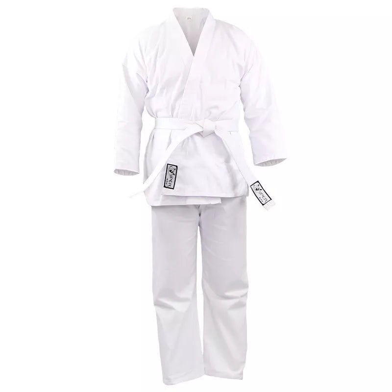 Karate Gi | Adult, Kids, White Student Training & Sparring Uniform Suit, Lightweight Polycotton Martial Arts Uniform With Elasticated Waistband With White Belt