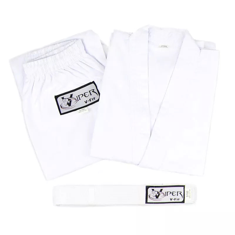 Karate Gi | Adult, Kids, White Student Training & Sparring Uniform Suit, Lightweight Polycotton Martial Arts Uniform With Elasticated Waistband With White Belt