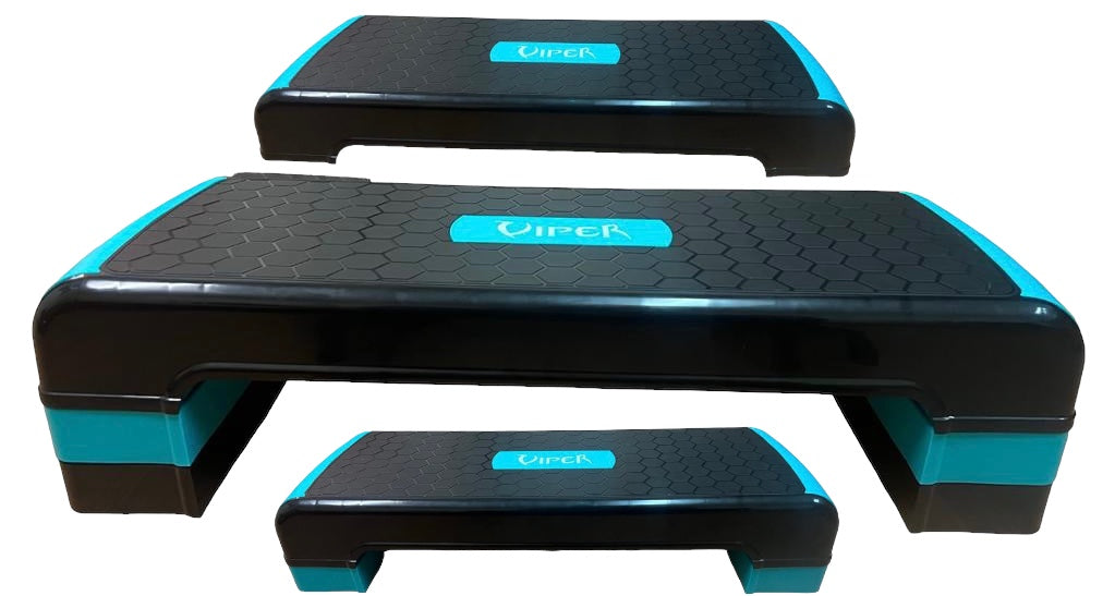 VIPER Aerobic Stepper Yoga Step Board Gym Fitness Exercise Cardio Adjustable Blocks Adjustable Step Level Heights (10-20cm)