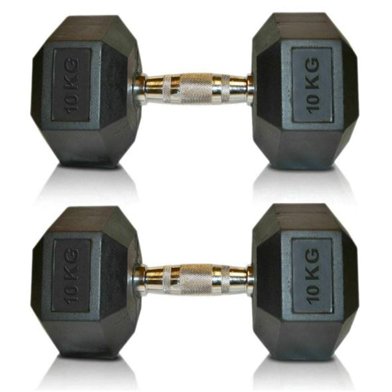 Viper Hex Dumbbells Cast Iron Weights Hexagonal Dumbbell Rubber Encased Gym Fitness