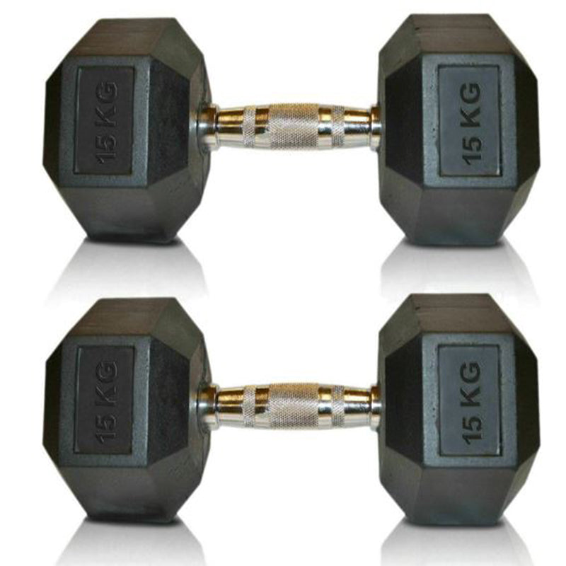 Viper Hex Dumbbells Cast Iron Weights Hexagonal Dumbbell Rubber Encased Gym Fitness