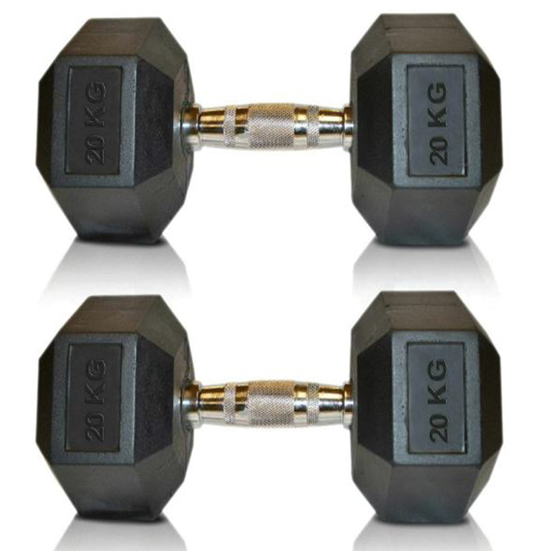 Viper Hex Dumbbells Cast Iron Weights Hexagonal Dumbbell Rubber Encased Gym Fitness