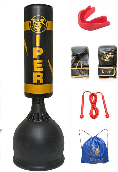 5.5ft Free Standing Boxing Filled Punch Bag Gloves Kick Martial Arts MMA Viper