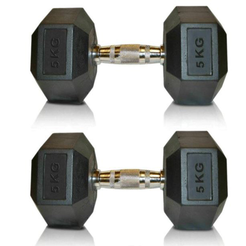 Viper Hex Dumbbells Cast Iron Weights Hexagonal Dumbbell Rubber Encased Gym Fitness