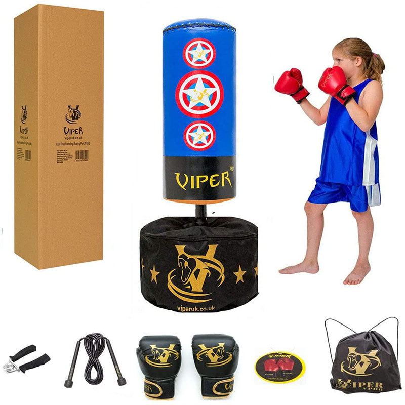 Viper Kids Boxing Free Standing Punch Bag Set ( Blue Cap )