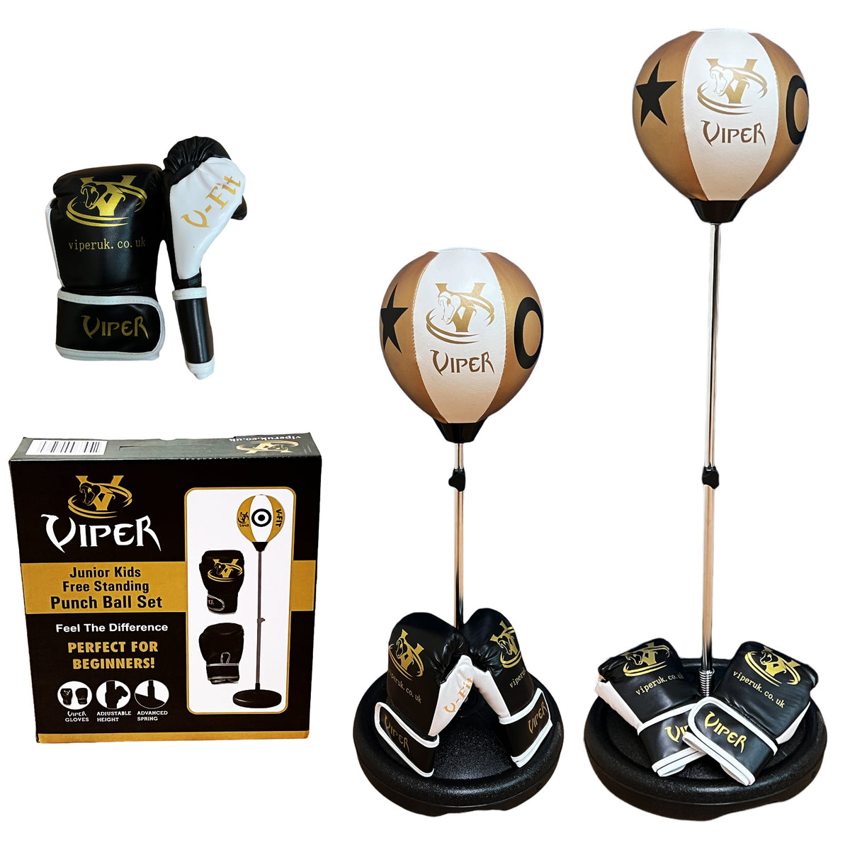 Viper Kids Free Standing Boxing Punch Bag Speed Ball &amp; Mitts Gloves Set