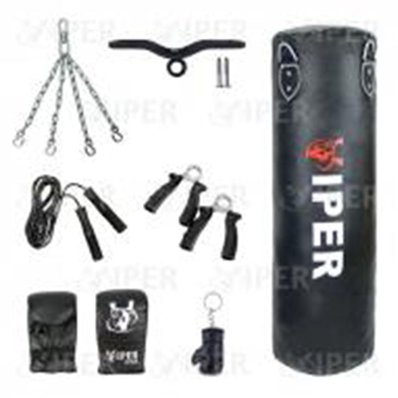 Viper 3ft Heavy Filled Boxing Punch Bag Set Mitts Bracket Chain Adult