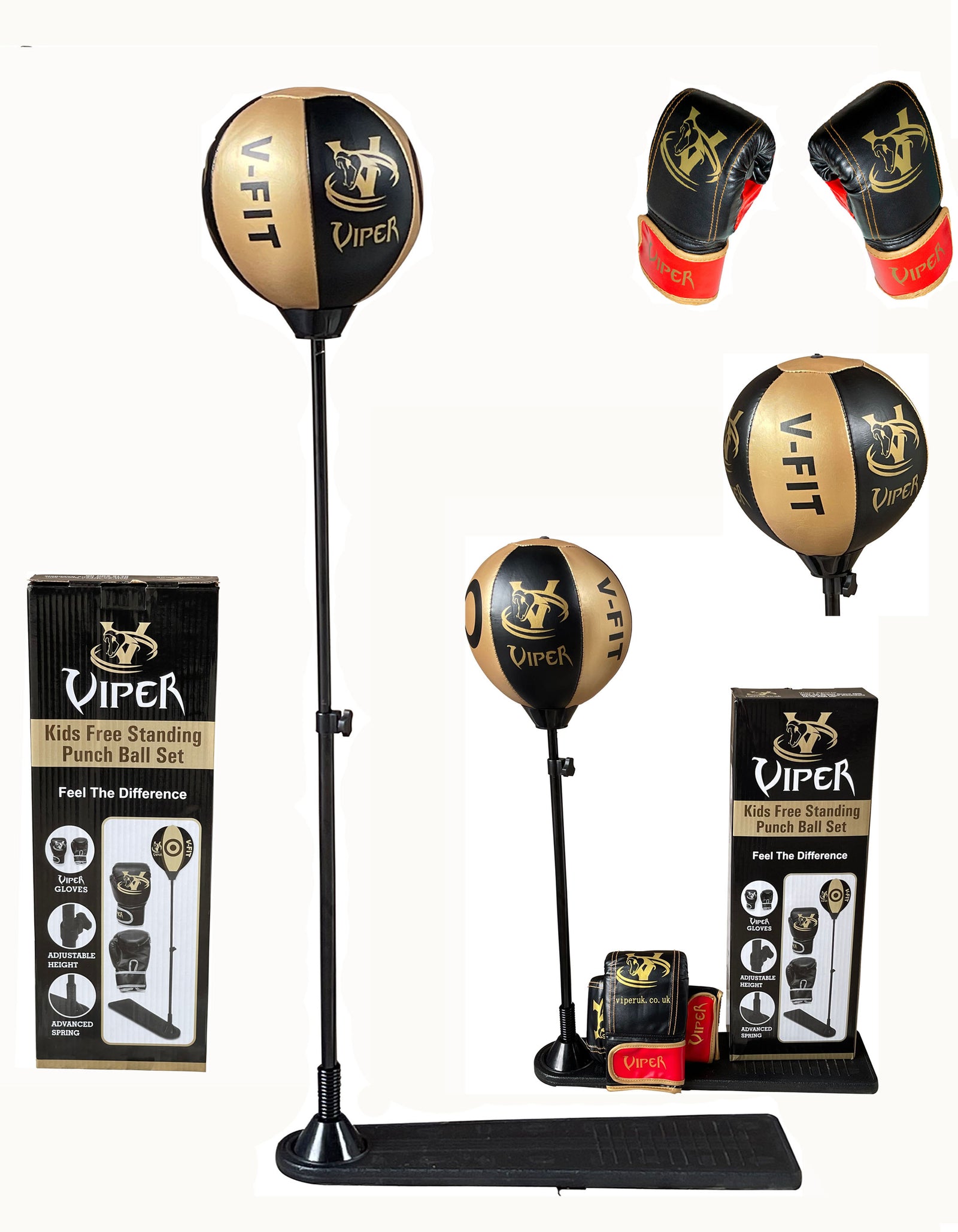 VIPER Kids Boxing Punch Bag with Gloves Freestanding Speed Ball Set Toy with Hand Pump