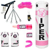 4ft Pink Boxing Punch Bag heavy Filled Set Bracket Chains gloves Viper