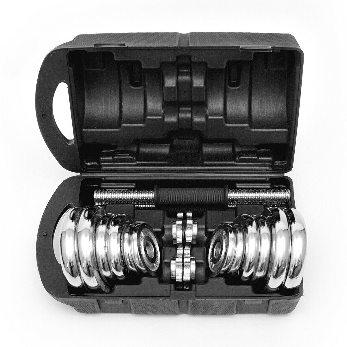 VIPER Cast Iron Full Dumbbell Set Biceps Body Weight Lifting Training Bodybuilding Fitness Weight Lifting Training Home Gym 20KG Chrome